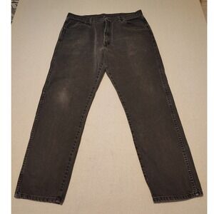 Vintage Rustler Destressed Denim Jeans Mens 38x32 Black Straight Leg 87619CB R